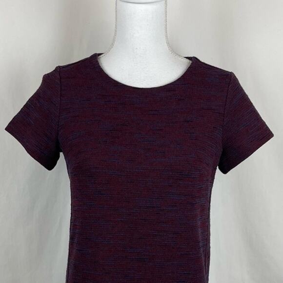 LOFT Maroon Navy Academia Office Career Knit Shift Dress NWOT Size SP - Picture 3 of 12